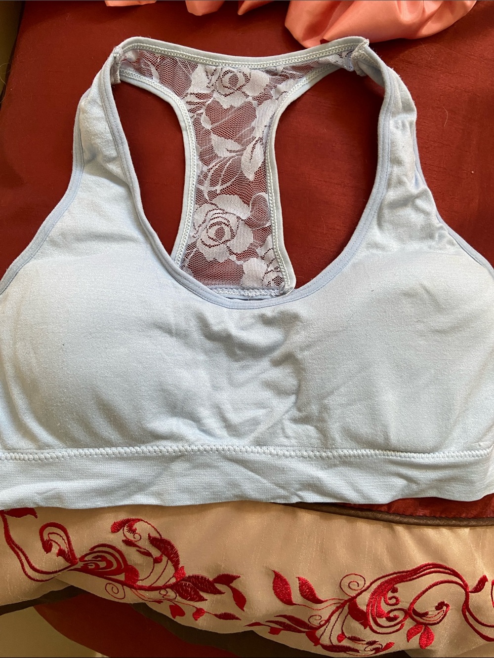 Light Blue Lace-Back Racerback Bralette